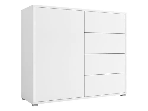 MIRJAN24 Kommode Gesita K1D4SZ – Stilvolles Sideboard mit 4 Schubladen - Kommode in Weiß, ideal für Wohnzimmer oder Schlafzimmer. Mit grifflosen Push-to-Open-System und modernem Design für eleganten Stauraum.