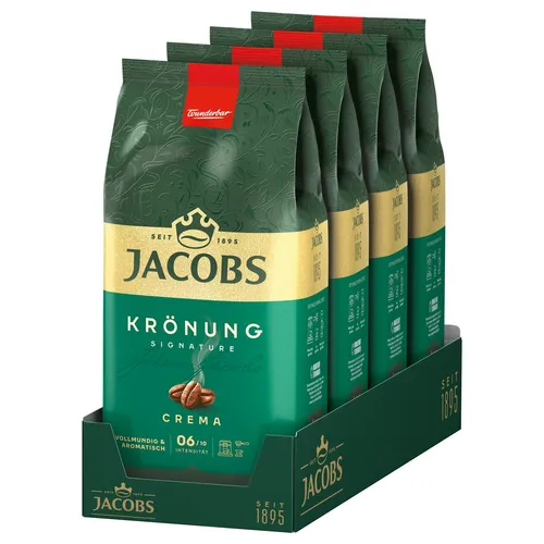 Jacobs Krönung Crema, Kaffee Ganze Bohne 4er Pack von Jacobs