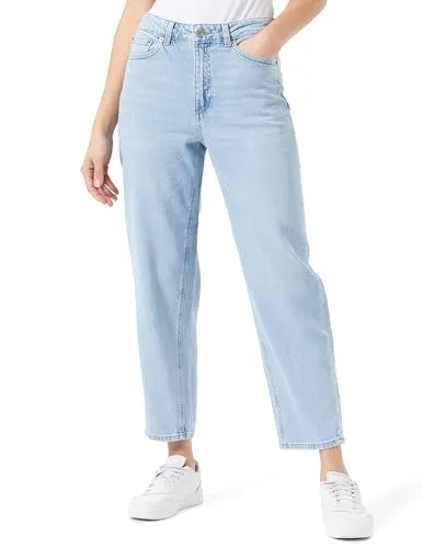 VERO MODA VMTESSA HR MOM JEANS RA389 GA NOOS - Modische Damen-High-waist-Jeans in Light Blue Denim, bequem und pflegeleicht dank 99% Baumwolle und 1% Elasthan. Perfekt für entspannte Tage in der Natur oder beim Stadtbummel.