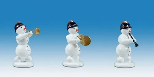 Holzfigur Weihnachtsfigur Schneemannmusikanten 3-teilig Höhe ca 6,5 cm