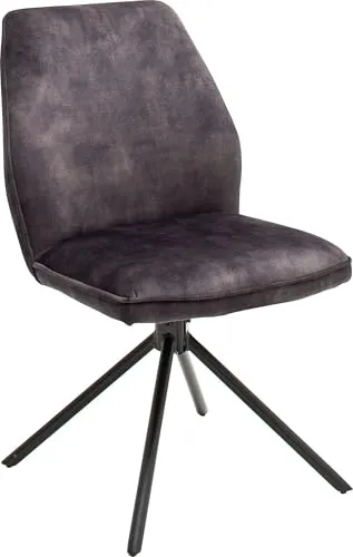Esszimmerstuhl Ottawa in Anthrazit - 52x89x64 cm, drehbar - Der moderne Esszimmerstuhl Ottawa verbindet stilvolles Design mit hohem Komfort. Sein drehbares 4-Fuß-Gestell aus mattschwarzem Metall sorgt für Stabilität. Ideal für jeden Essbereich!