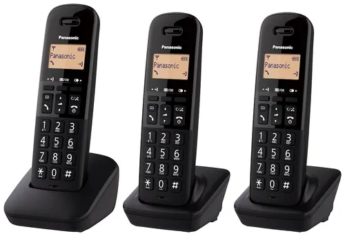 Panasonic KXTGB613JTB Cordless Trio - Schnurloses Festnetztelefon - Festnetztelefone mit 3 tragbaren Mobilteilen, ideal für Flexibilität und Komfort im ganzen Haus.