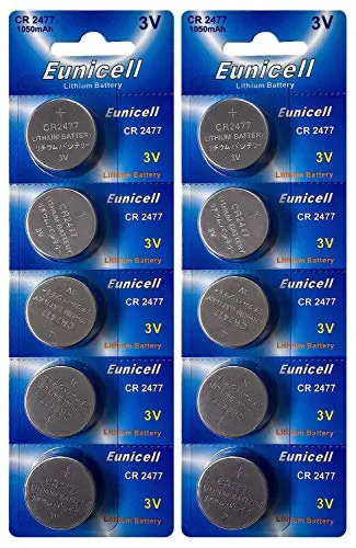 CR2477 3V Lithium Knopfzelle 1050 mAh (2 Blistercard a 5 Batterien) EINWEG Eunicell 10 x