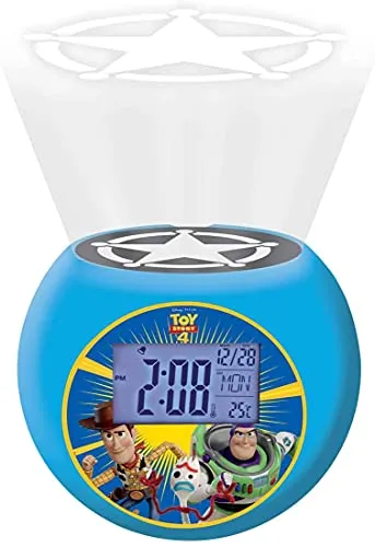 Lexibook Toy Story Woody & Buzz Radioprojektorwecker - Kinderwecker mit Projektionsfunktion, zeigt Bilder an der Decke und bietet FM-Radio sowie Naturklänge zum sanften Aufwachen.