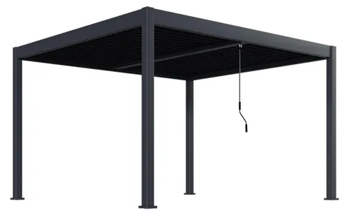 »Oasis« Pergola 3,6 x 4 m, anthrazit, Aluminium - Die elegante Pergola in Anthrazit bietet großzügigen Schatten und ist ideal für Garten und Terrasse. Hergestellt aus langlebigem Aluminium mit verstellbaren Lamellen für individuellen Licht- und Luftdurchlass.