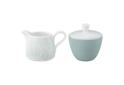 Seltmann Weiden Life Fashion Milch- und Zucker-Set - Green Chic - Elegantes Geschirr-Set aus hochwertigem Porzellan, spülmaschinenfest und ideal für festliche Anlässe oder das gemütliche Frühstück. Mit feinem Reliefmuster und 260 ml Fassungsvermögen für Milch und Zucker.