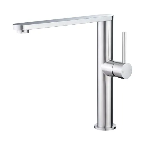 Tohlar Küchenarmatur, Hochdruck Küchenarmatur, 360° Drehbar L Förmige Mischbatterie Küche Spülenarmatur mit Einhebel für 1 Loch, Gebürstetes Nickel