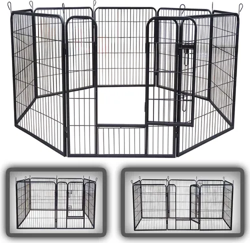 zoomundo Welpenauslauf - Flexibles Freigehege für Welpen und Kleintiere - Gehege & Zäune, pulverbeschichtetes Metall, individuell erweiterbar, sicher und einfach aufzubauen, ideal für drinnen und draußen.