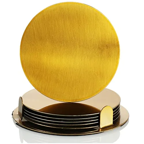 com-four® 7-teiliges Untersetzer-Set mit Halterung in silber von COM-FOUR