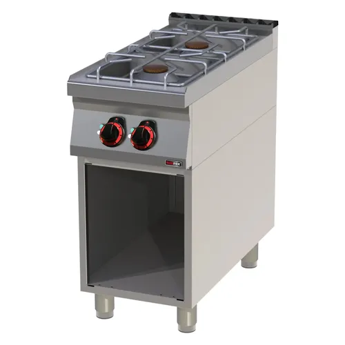Gasherd Standgerät mit Unterbau Edelstahl 2 Kochstellen 13 kw 400x900x900mm