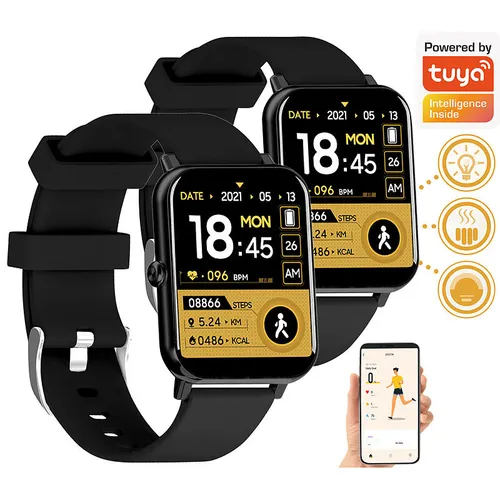 2er-Set ELESION-kompatible Smartwatches, Bluetooth 5, Metallgehäuse