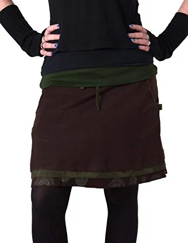 Vishes - Warmer Lagenlook Fleece Rock zum Binden in Braun (Größe 36) - Stylischer Fleece Rock von Vishes mit praktischen Hosentaschen und einem flexiblen Baumwollbund. Ideal für gemütliche Herbst- und Winterlooks, lässt sich vielseitig kombinieren.