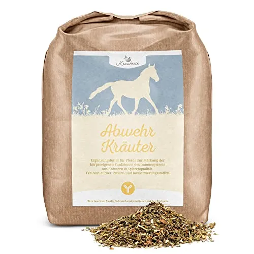Krauterie Abwehr Kräuter für Pferde in Spitzenqualität fürs Immunsystem (5000 g) - Artgerechtes Ergänzungsfutter aus Pferdekräutern, frei von künstlichen Zusätzen