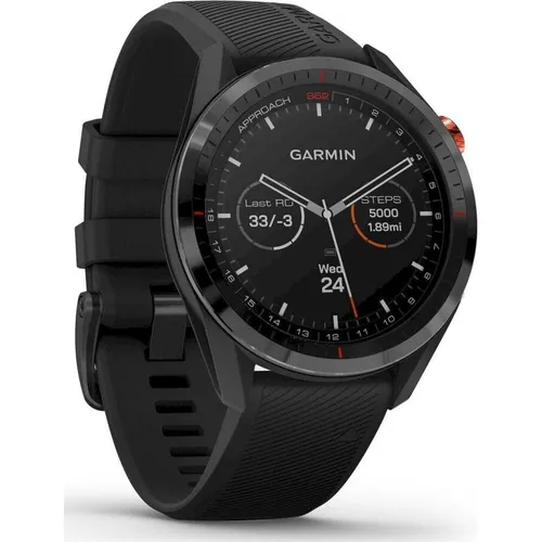 Garmin Approach S62 - Premium Golf GPS Uhr mit Virtual Caddie - Golf GPS-Gerät mit 1,7 Zoll Farb-Touchscreen und über 41.000 vorinstallierten CourseView-Karten. Der integrierte Virtual Caddie schlägt den besten Schläger vor, basierend auf Distanz und Wind.