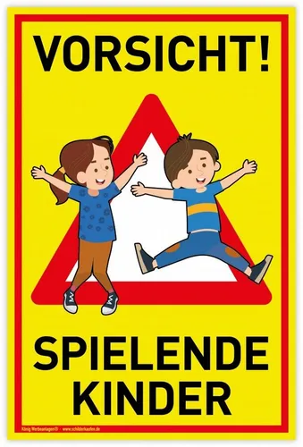 König Werbeanlagen Hinweisschild Schild Vorsicht! Spielende Kinder, PVC 20 x 30 cm, Achtung Spielplat