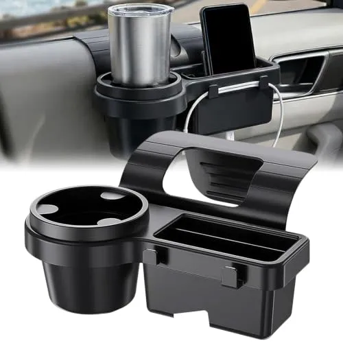 Getränkehalter Auto, Kunststoff Becherhalter Auto zum Umhängen, Universal Getränke Halter Auto (Schwarz)