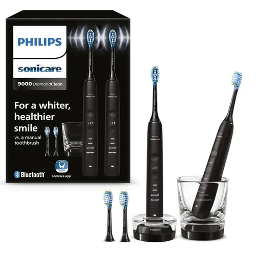 PHILIPS Sonicare DiamondClean 9000 - 2x Elektrische Schallzahnbürsten - Elektrische Zahnbürsten mit App-Verbindung, mehreren Reinigungsmodi und ergonomischem Design für optimale Mundpflege.