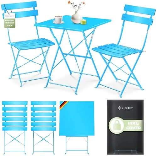 KESSER® Bistroset 3-teilig mit klappbarem Tisch & 2 Stühlen | Wetterfeste Gartenmöbel für Balkon & Terrasse - Praktisches 3-teiliges Bistroset mit klappbarem Tisch und 2 Stühlen – ideal für Garten, Balkon oder Terrasse. Platzsparendes Design und wetterfeste Materialien garantieren Langlebigkeit und Komfort für entspannte Stunden im Freien.