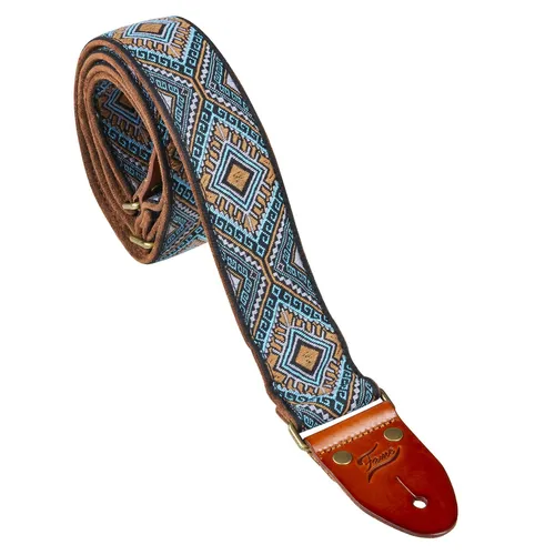 Classic Jacquard 2 Gitarren- Bassgurt Multi-Color Velours Baumwolle Leder 1500mm