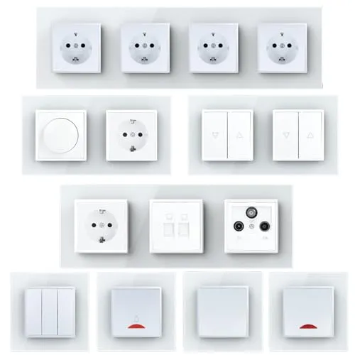 LINA Lichtschalter Steckdose Wechselschalter Taster Dimmer Wandschalter Netzwerk Glasrahmen Wandsteckdose UP VDE (2x Lichtschalter)