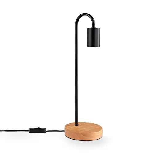 Paco Home Tischlampe E14 - Minimalistisch und Skandinavisch - Tischlampe im skandinavischen Design, kombiniert eleganten Holzfuß und robusten Stahl. Ideal für Schlafzimmer oder Büro, schafft eine stilvolle Atmosphäre.