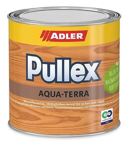 ADLER Pullex Aqua-Terra - Ökologisches Holzöl Außen & Innen - Universell anwendbar für starken Wasserschutz & lange Haltbarkeit - Auf Wasserbasis & nachwachsender Rohstoffe - 750ml Farbe Nuss