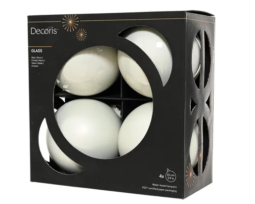 Kaemingk Weihnachtsbaumkugel, Weihnachtskugeln Glas 10cm 4 Stück - Winterweiß