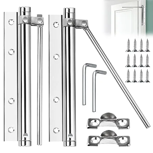 Türschließer, 2 Stück Türschließer Gartentor, Edelstahl Federschliesser, Leichte Aluminiumlegierung Türschließer, Automatik Stangentürschließer, Einstellbare Türschliesser Leichte Türschliesser Feuer