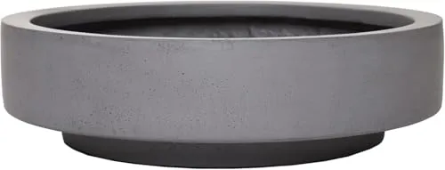 VIVANNO Pflanzschale Blumenschale Dekoschale Fiberglas Escada Low 10x37 Betonoptik Grau