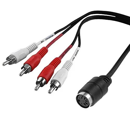 BestPlug 20cm Y Audio Stereo Kabel Adapter Verteiler Splitter Weiche, 4 L-R Cinch Stecker männlich auf 1 5pol MIDI Buchse Kupplung weiblich, Schwarz