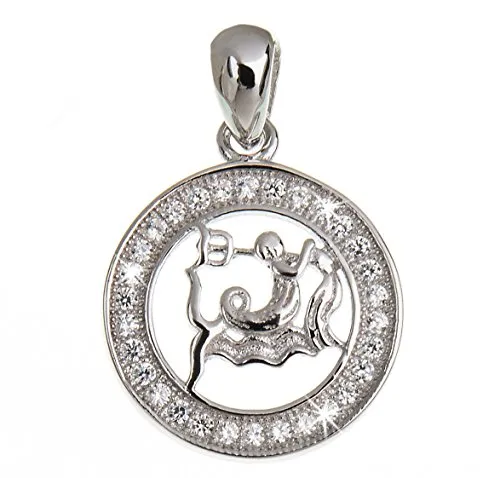 Anhänger Sternzeichen Wassermann 925 Silber mit Zirkonia - Anhänger für Damen, 925 Silber mit 30 funkelnden Zirkonia Steinen, perfekt für Sternzeichen-Liebhaber und als individuelles Geschenk.