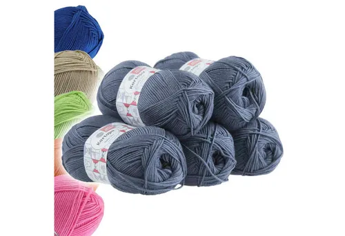Produktbild Kartopu 5 x 100g Strickgarn Kartopu BABY ONE Antipilling Babywolle Häkelwolle, 1250 m (Sparpaket), K644 jeansblau