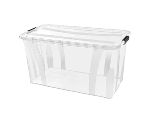 KONZEPT Aufbewahrungsbox mit Deckel (80L-3er Set), BPA-frei, robuster Verschlussclips