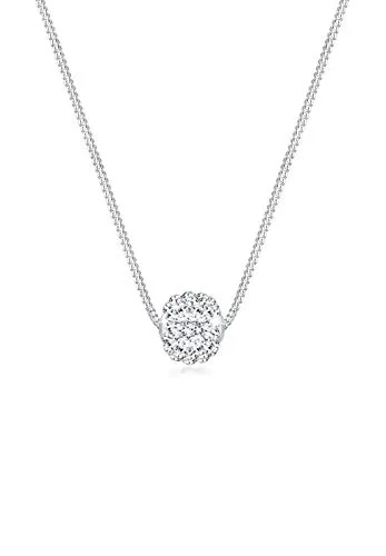 Elli Kette mit Anhänger Weiß 925 Sterling Silber - Ketten mit Anhänger, gefertigt aus feinstem 925er Sterling Silber und besetzt mit 80 hochwertigen Swarovski® Kristallen für funkelnden Glamour.