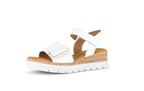 Gabor Sandale - Weiße Plateau-Sandale - Wanderschuhe mit 5 cm Absatzhöhe, aus hochwertigem Glattleder und komfortablem Microfaser-Innenmaterial, ideal für stilvolles Wandern und Freizeit.