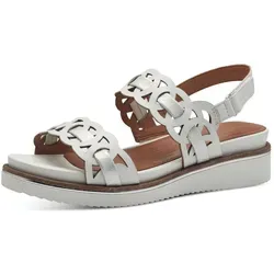 Tamaris Sandalette mit Keilabsatz und Cut Outs - Elegante Sommerschuh-Sandale in Weiß mit komfortablem Keilabsatz und gepolsterter Innensohle für ein angenehmes Tragegefühl.