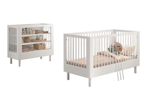 aufm Kessel Babyzimmer-Komplettset Keeley mit Babybett 70x140 und Wickelregal