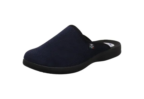 Fly Flot Hausschuhe - Bequeme Herren-Pantoletten in Blau (43 EU) - Herren-Pantoletten aus weichem Cord mit Textilfutter, ideal für Zuhause. Schlupfschuh-Design für einfachen Einstieg und PU-Sohle für hohen Komfort.