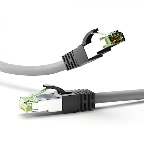 Goobay 55137 RJ45 Patchkabel CAT 8.1 / RJ45 Stecker / 8K Gaming PS5 Playstation 5 & Xbox / 2.000 MHz / OFC Netzwerkkabel / DSL Kabel / Grau / LAN Kabel 2m