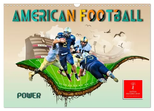 Peter Roder | American Football - Power Wandkalender 2026 - Dynamischer Wandkalender im Querformat mit beeindruckenden Motiven des American Football. Ideal für Fans und als Geschenk, bringt er sportliche Begeisterung in jeden Raum.