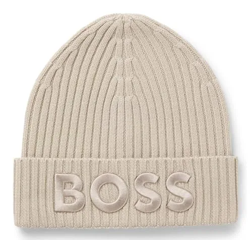Boss Strickmütze beige in beige von BOSS