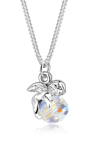 Elli Kette mit Anhänger Engel aus 925 Sterling Silber - Ketten mit Anhänger, handgefertigte Engel-Kette mit funkelndem Glaskristall, ideal als persönliches Geschenk oder Schmuckstück für besondere Anlässe.