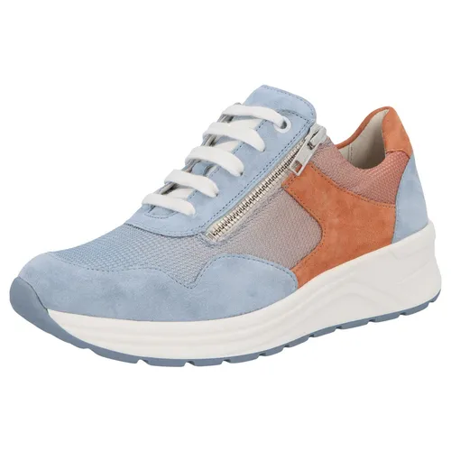 solidus Sneaker – Blaues Echtleder mit Plateauabsatz