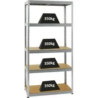 PROREGAL® Schwerlastregal Slim Elephant, 5 Ebenen, 1750kg Traglast - Schwerlastregal mit 5 verstellbaren Fachböden, ideal für Werkstatt und Garage. Hohe Qualität, einfache Steckmontage, und umfunktionierbar zu Werkbänken.