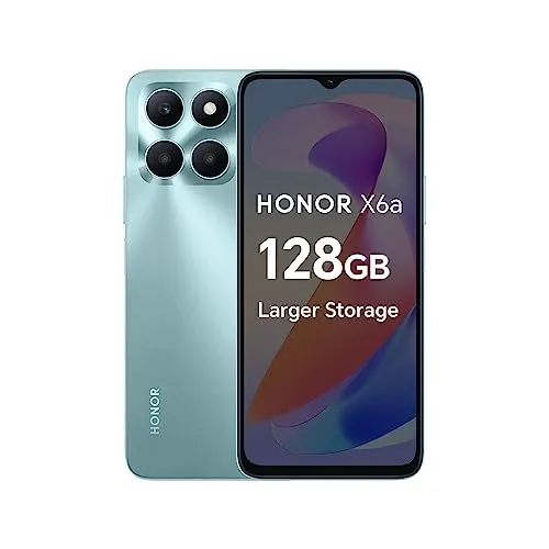 Honor X6a 128GB/4GB Dual-SIM - Cyan Lake - Simlockfreies Handy mit 50 MP Dreifachkamera und 5200 mAh Akku für lange Nutzung. Erweiterbarer Speicher bis zu 1TB für all Ihre Fotos und Videos.