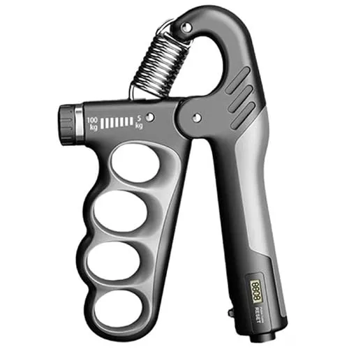 Handtrainer verstellbar mit Zähler – Für starke Hände und Unterarme (5–100 kg) Grau