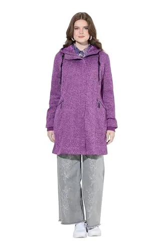 Ulla Popken Damen Plus Size Strickfleece-Jacke mit Kapuze - Stylische Strickfleece-Jacke für große Größen mit praktischen Taschen und 2-Wege-Reißverschluss. Perfekt für gemütliche Tage!