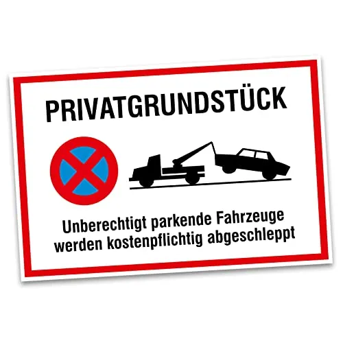 Hinweisschild 20x30cm Alu Verbundplatte für Zaun Tor Tür Pfosten wetterfest robustes Aluminium Schild Parkplatzschild langlebig (04 Privatgrundstück)