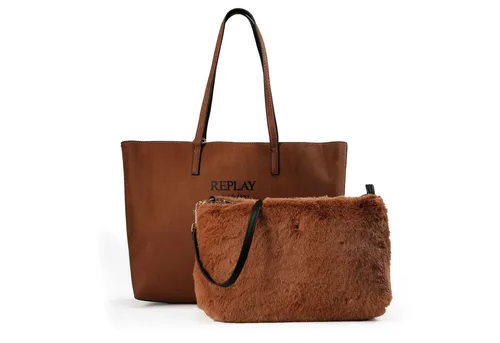 Replay Shopper aus Polyurethan – Stilvoll und Praktisch - Shopper-Tasche aus hochwertigem Polyurethan, bietet schnellen Zugriff durch offenen Verschluss und zusätzliche Organisation mit herausnehmbarer Tasche. Ideal für modebewusste Frauen.