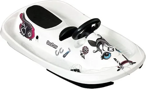 Neustanlo Lenkschlitten SNO Fantasy, weiß mit Zugschnur - Schlitten für die ganze Familie, mit präziser Lenksteuerung für mühelose Navigation und hohe Geschwindigkeiten auf Schnee. Ideal für unvergessliche Abenteuer im Winter!